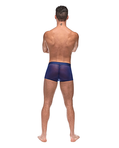 Male Power Diamond Mesh Mini Short — Blue, Large