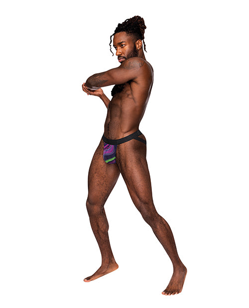 Galactic Sheer Poly Spandex Strappy Ring Jock Multi Color S/M by Male Power