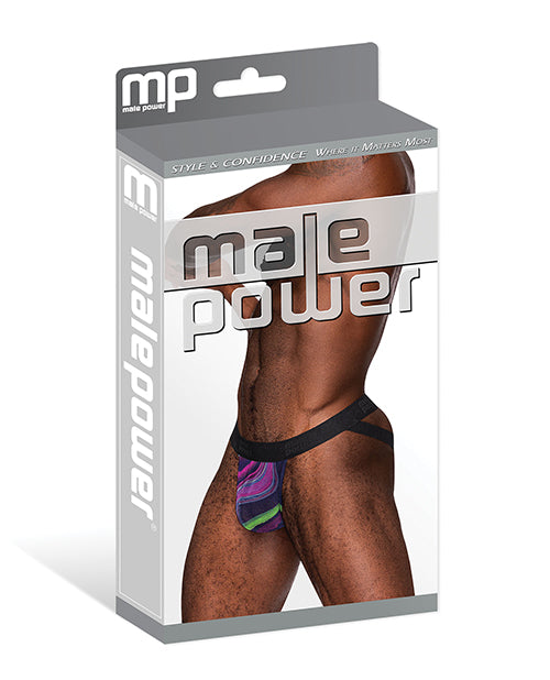 Male Power Galactic Strappy Ring Jock — Sheer Poly Spandex S/M