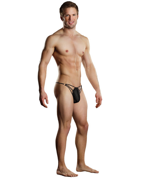 Male Power G-string w/Straps & Rings Black L/XL by Male Power