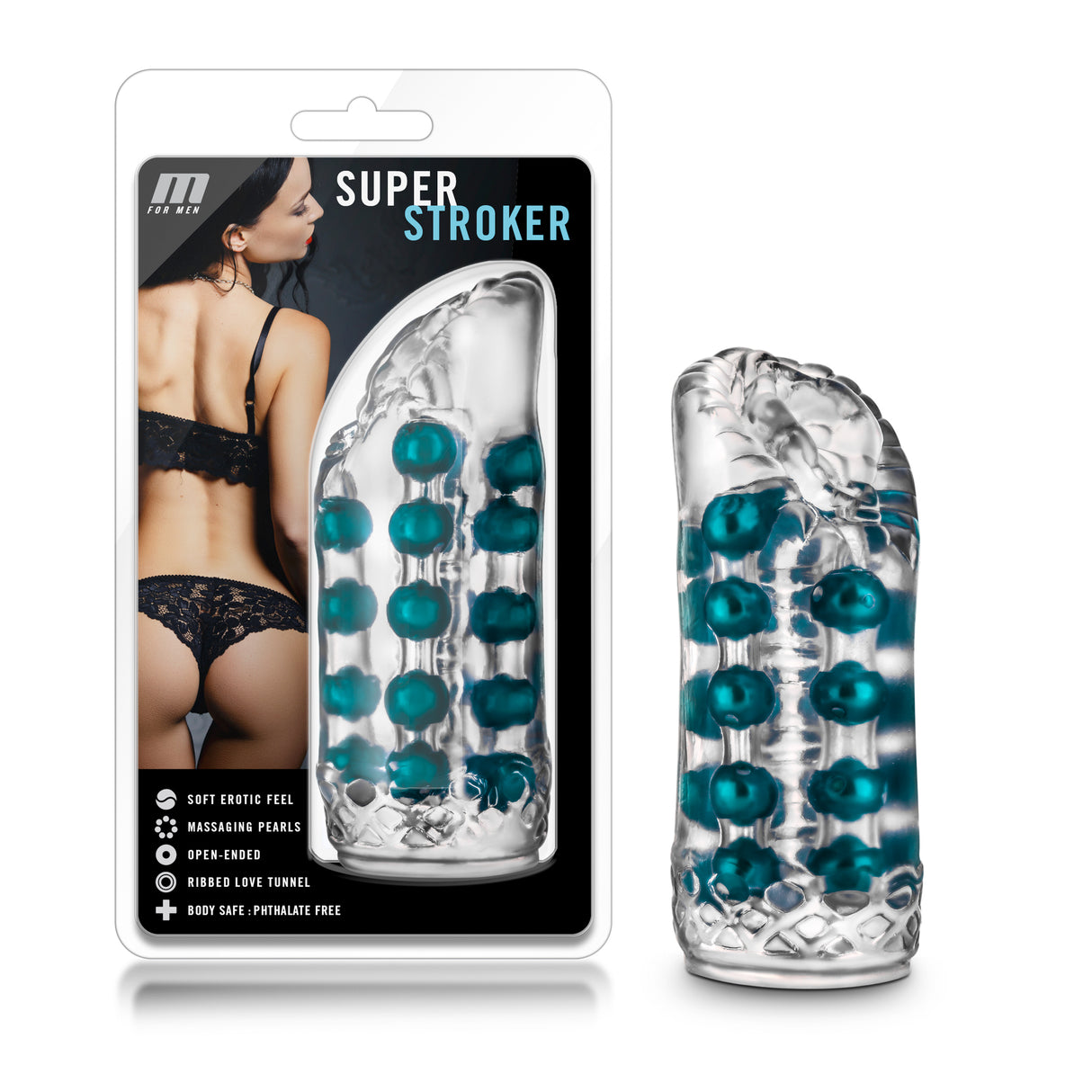 Blush M for Men Super Stroker — Clear Male Stroker, 5.5-inch - BL-84412