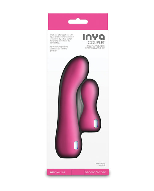INYA Couplet Pink Dual Vibrator — 3-inch Bullet & 6-inch Curved