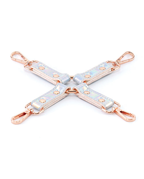 Cosmo Bondage Holographic Rainbow Vinyl Hogtie with Rose Gold Hardware