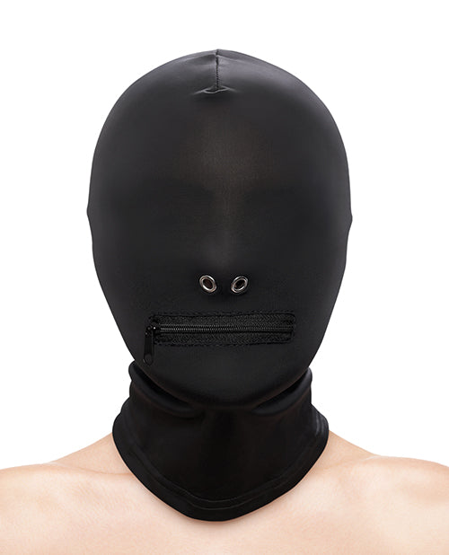 Fetish & Fashion Zippered Mouth Hood - Black by Fetish & Fashion