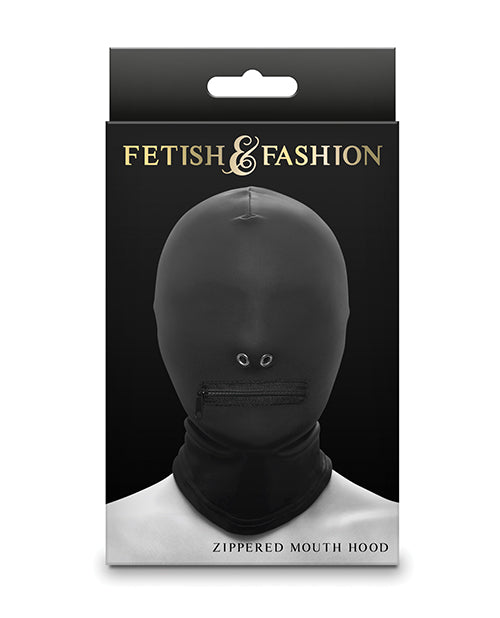Fetish & Fashion Zippered Mouth Hood — Black