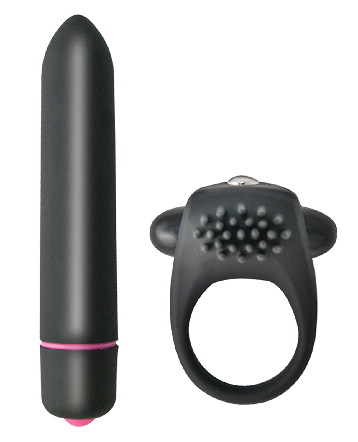 Intense Cockring & Bullet - Black by Intense