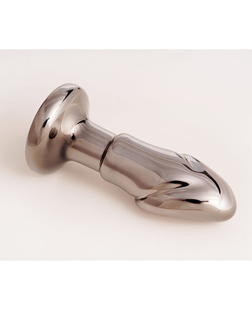 Cristal Black Opal Glass Anal Dildo with Rechargeable Vibe — Gun Metal