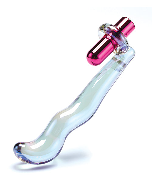 Cristal Twilight Glow Glass Dildo w/Clitoral Vibrator by Cristal