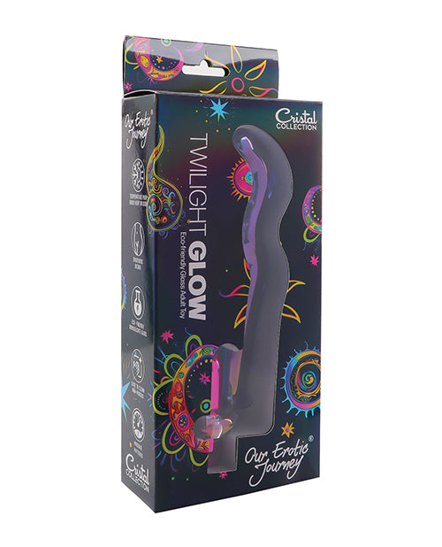 Cristal Twilight Glow Glass Dildo w/Clitoral Vibrator by Cristal
