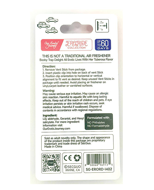 EroRide Booby Trap Pheromone Infused Air Freshener - Tuberosa by EroRide