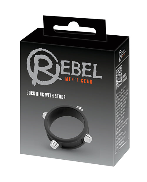 Rebel Cock Ring w/Studs - Black by Rebel