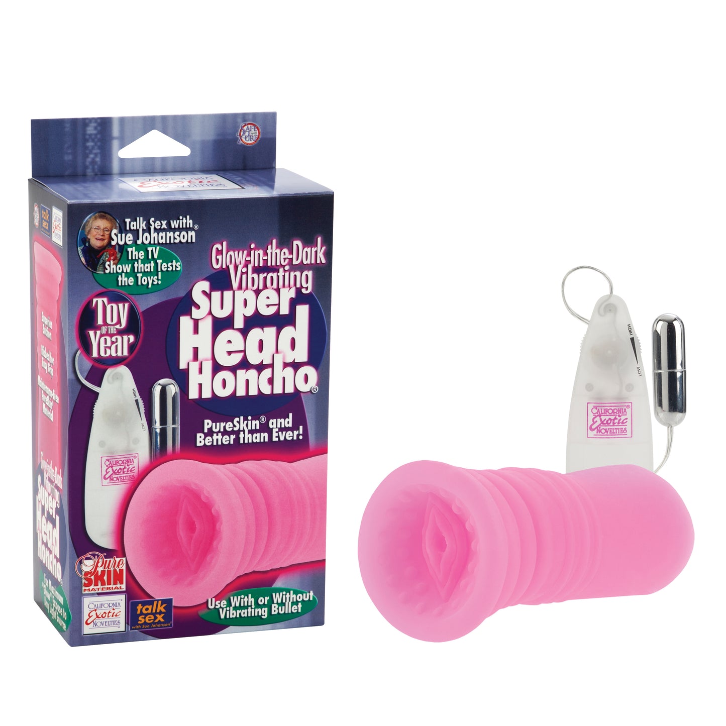 Sue Johanson Glow-in-the-Dark Vibrating Super Head Honcho - Pink by CalExotics