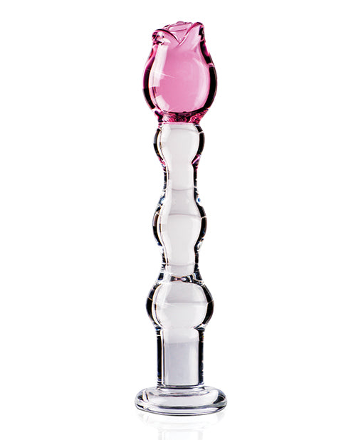 Icicles No. 12 Hand-Blown Glass Massager — Clear with Rose Tip