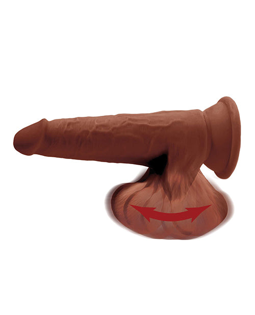 King Cock 8" Triple Density Dildo with Swinging Balls — Brown