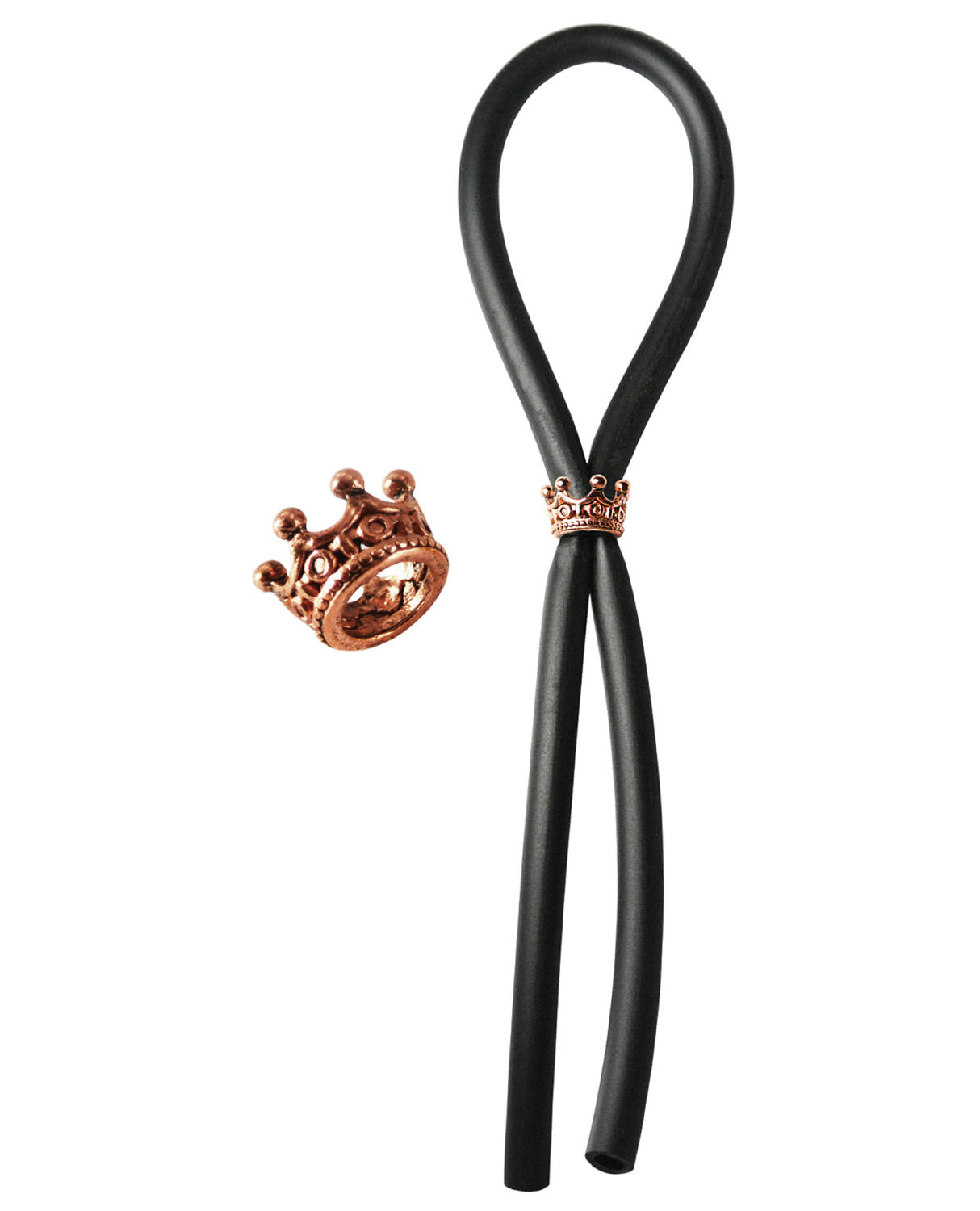 Bolo Silicone Lasso w/Rose Gold Crown Slider Ring - Black by Bolo