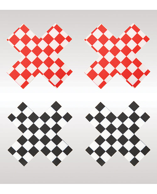 Peekaboos Off the Wall Checkered Pasties - 2 Pairs 1 Black/1 Red by Peekaboos