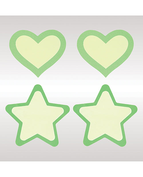 Peekaboos Glow in the Dark Hearts & Stars - Green 2 Pairs by Peekaboos