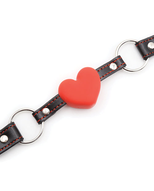 Plesur Heart Ball Gag w/Red Hearts - Black by Plesur