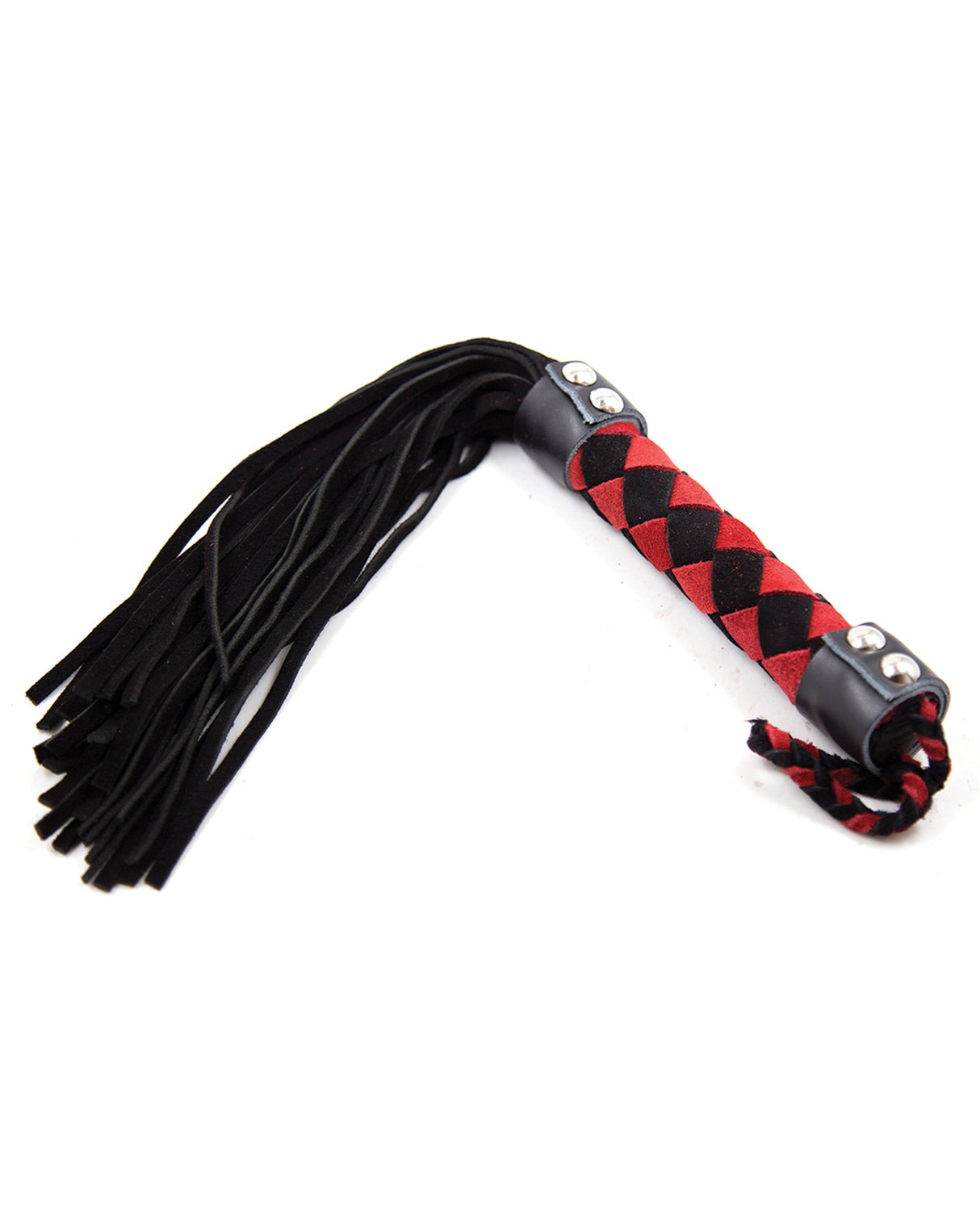 Plesur 15" Leather Flogger - Black/Red by Plesur