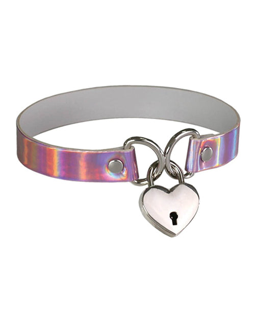 Plesur Heart Lock Collar - Holographic Pink by Plesur
