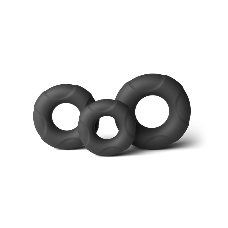 nsnovelties Renegade Players Silicone Cock Ring Set — Black (3 Sizes) - NSN-1128-53