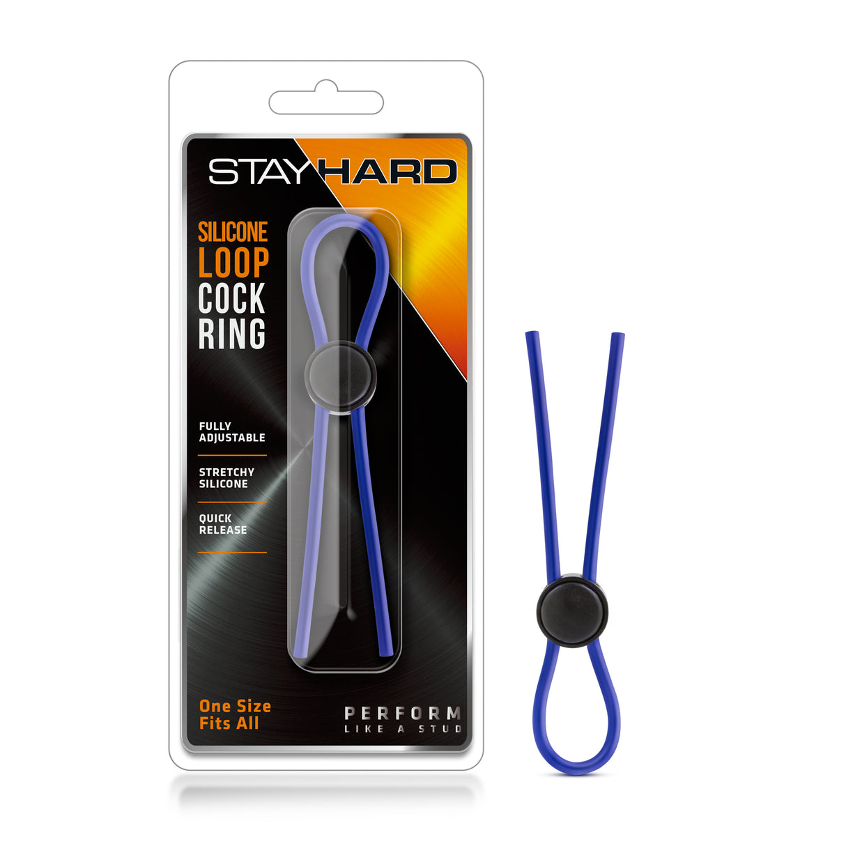 Blush Stay Hard Silicone Loop Cock Ring - Blue - BL-31092