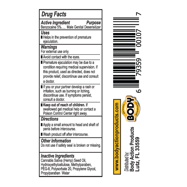 Body Action Higher Control Male Climax Control Gel with Hemp — 50 Pack - BA-HCCSPDJ