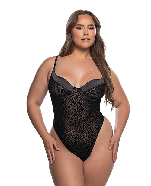 Wild Thing Underwire Teddy - Black Leopard 1X/2X by Roma Confidential