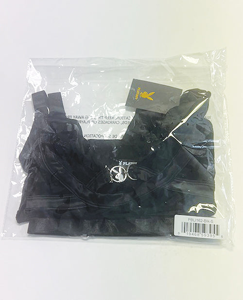 Playboy Bunny Charm Mesh Bralette w/Thong 2 pc Set - Black 1X by Playboy by Roma