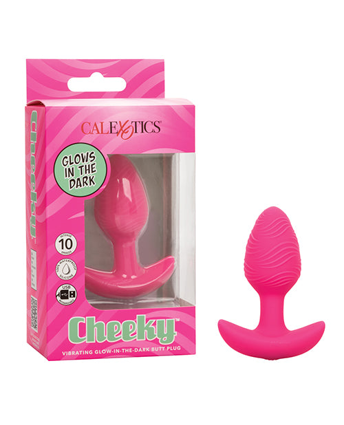Cheeky Glow in the Dark Vibrating Butt Plug - Pink by Cheeky