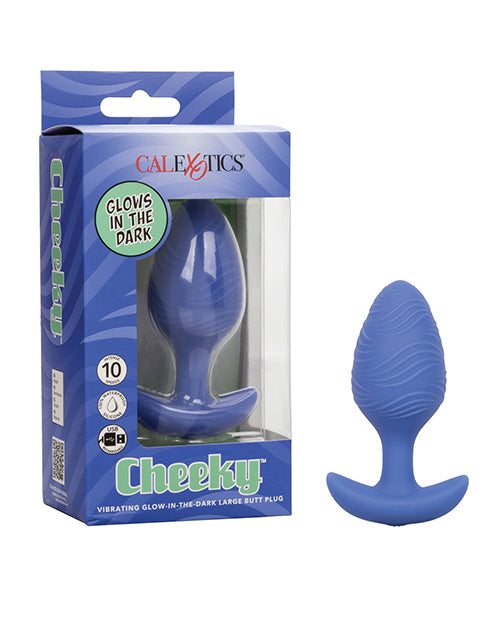 Cheeky Glow in the Dark Vibrating Butt Plug - Large Blue by Cheeky