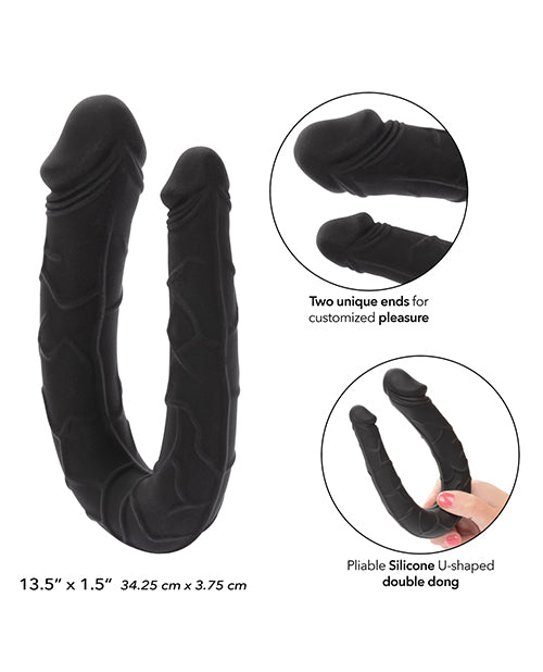 Boundless AC/DC Double Dong — Black U-Shaped Silicone Dildo