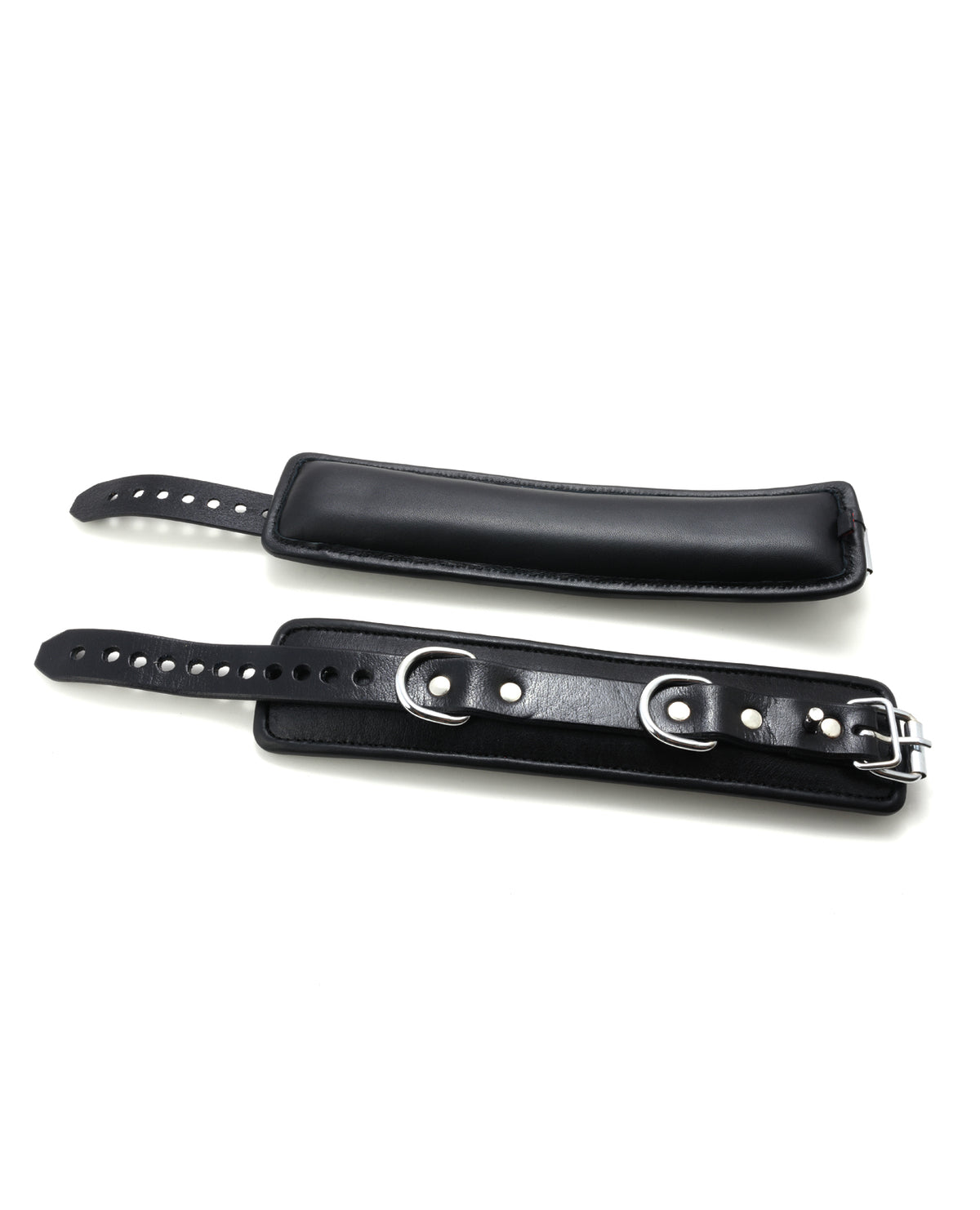 665 Padded Locking Wrist Restraint — Latigo Leather, Black