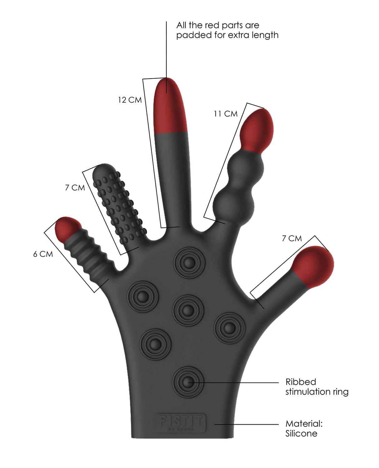 Shots Fistit Silicone Stimulation Glove - Black by Fist It