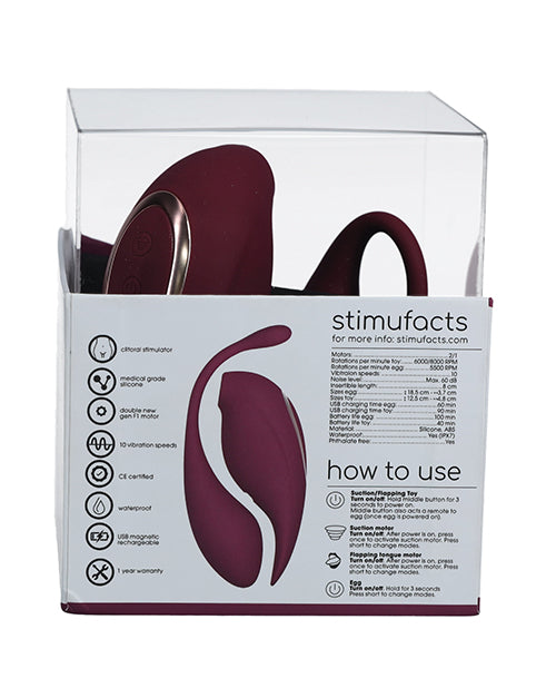 Shots Twitch 2 Vibrator w/Remote Control Vibrating Egg - Burgundy by Twitch