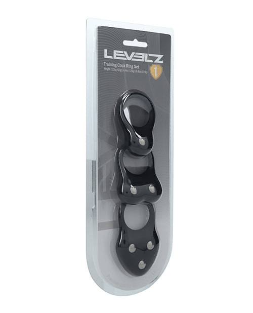 Shots Levelz Silicone Training Cock Ring Set of 3 - Black by Levelz
