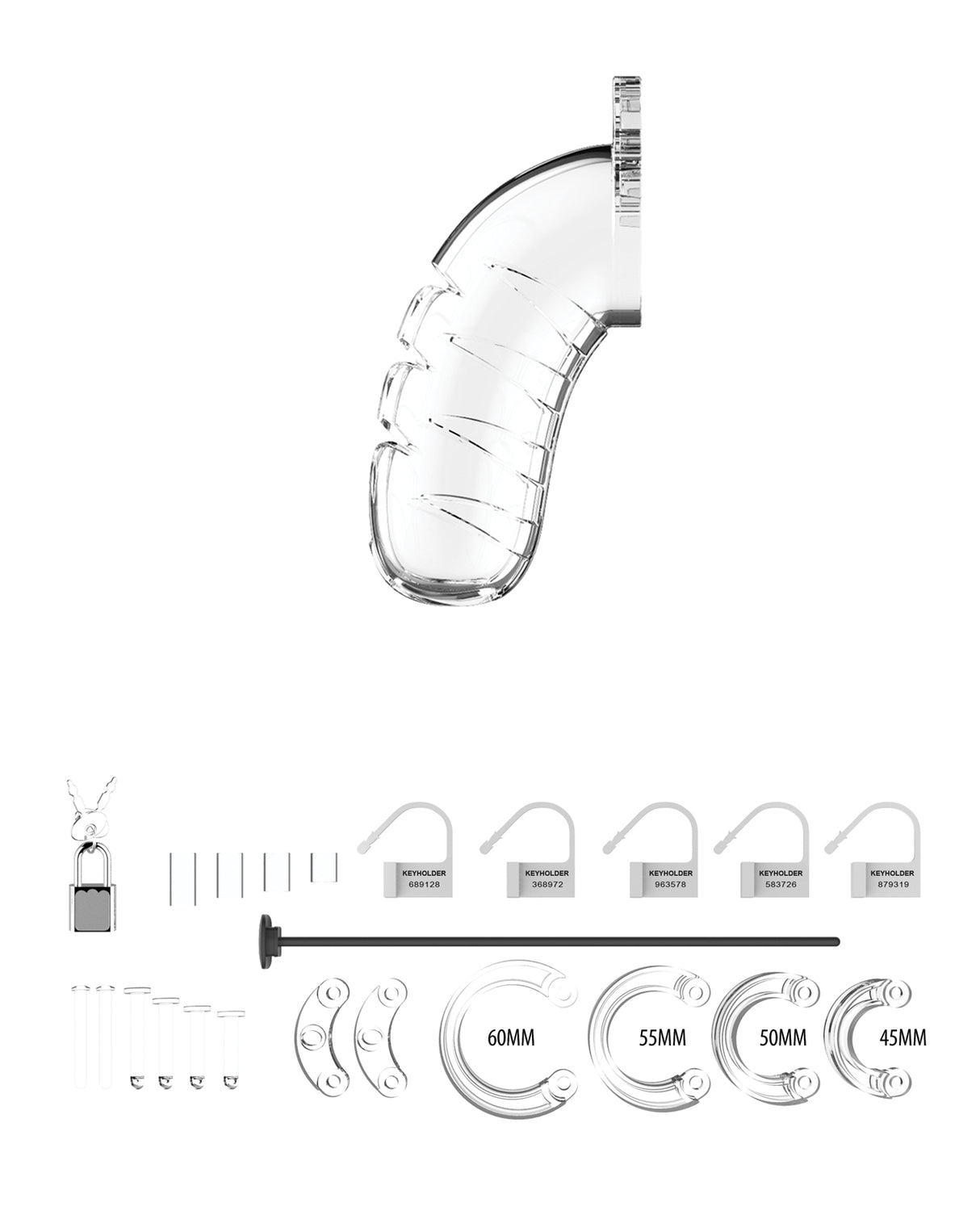 Shots Man Cage 4.5" w/Silicone Urethral Sounding - Clear by Man Cage