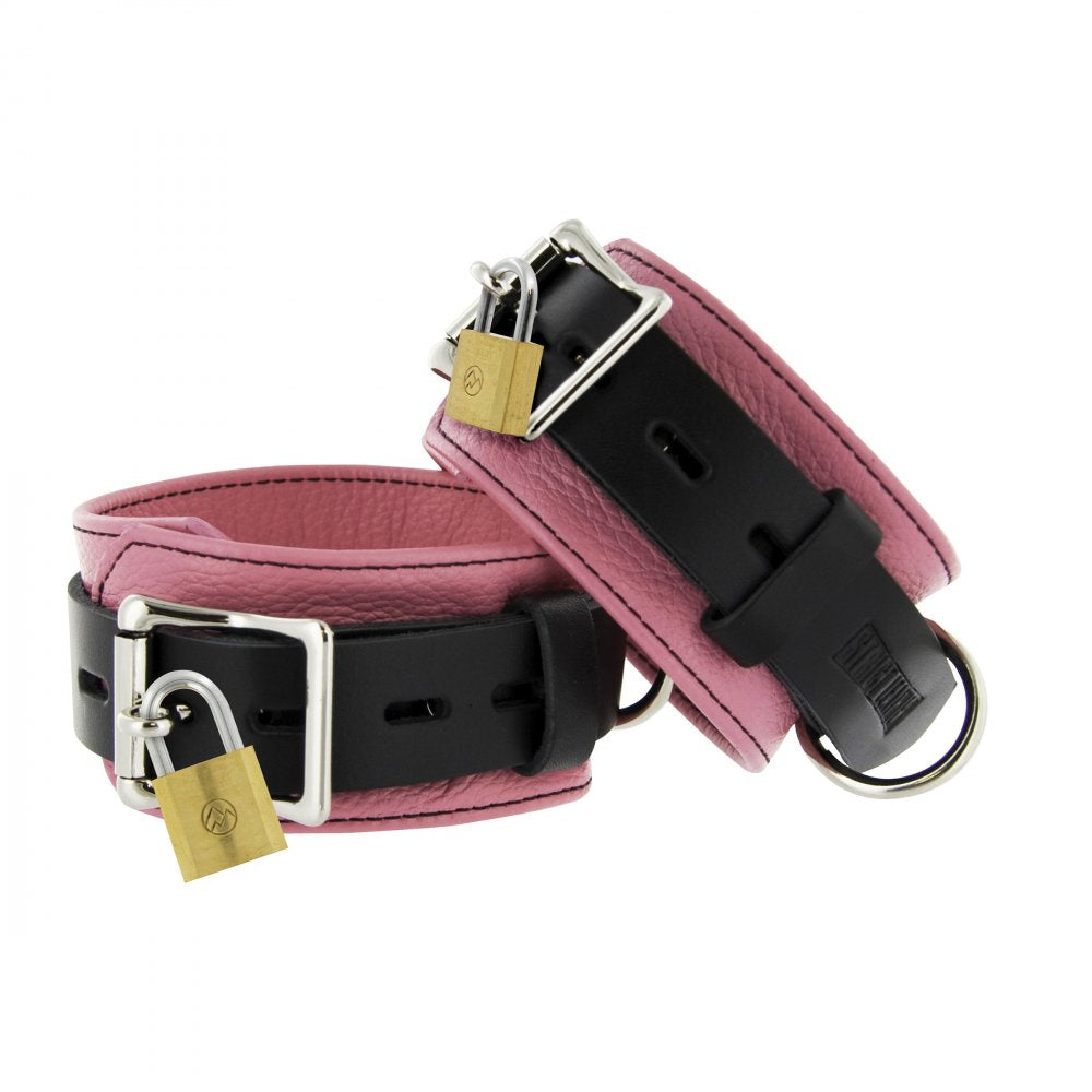 Strict Leather Pink and Black Deluxe Locking Ankle Cuffs - image 1