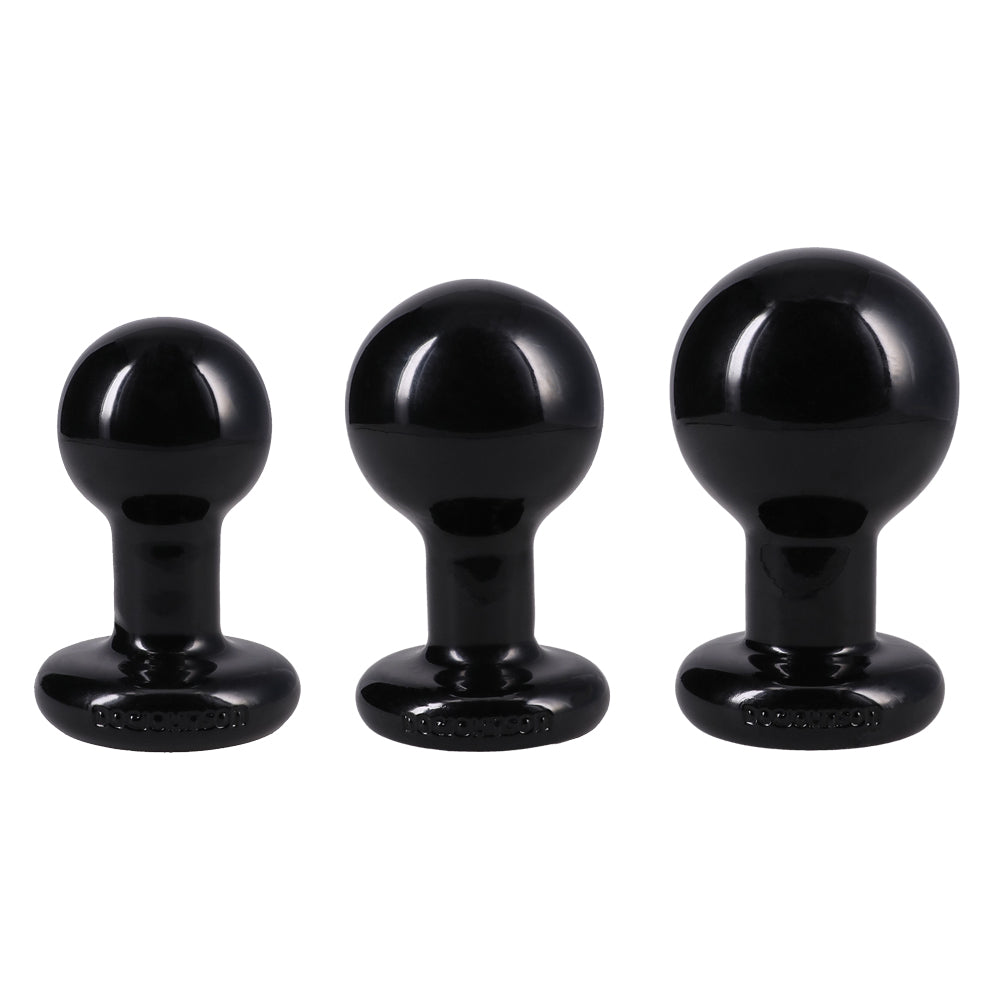 Doc Johnson Round Butt Plug 3-Piece Set — Black - DJ0244-71-CD