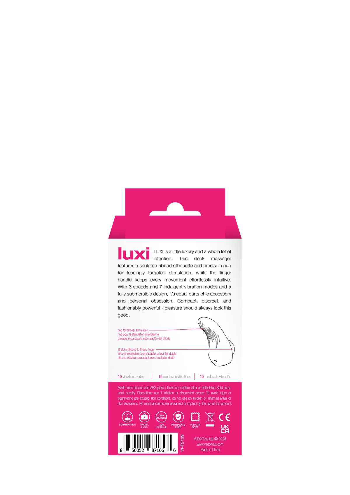VeDO Luxi Rechargeable Clitoral Finger Vibe, Pink - VI-F2109
