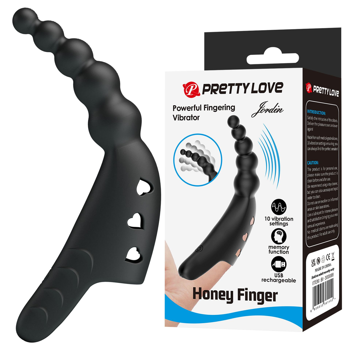 Pretty Love Jordin Beaded Finger Vibe — Black - BI-300088