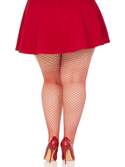 Industrial Net Pantyhose 1x 2x Red by Leg Avenue