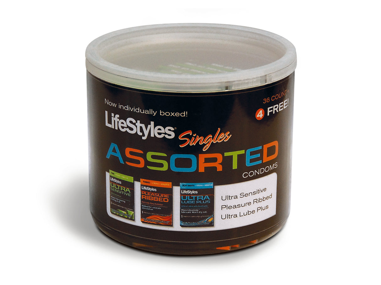 Paradise Marketing Lifestyles Assorted Condom Singles — 40 Count Jar - LSJAR675