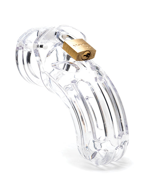 The Curve 3 3/4" Curved Cock Cage & Lock Set - Clear by CB-X