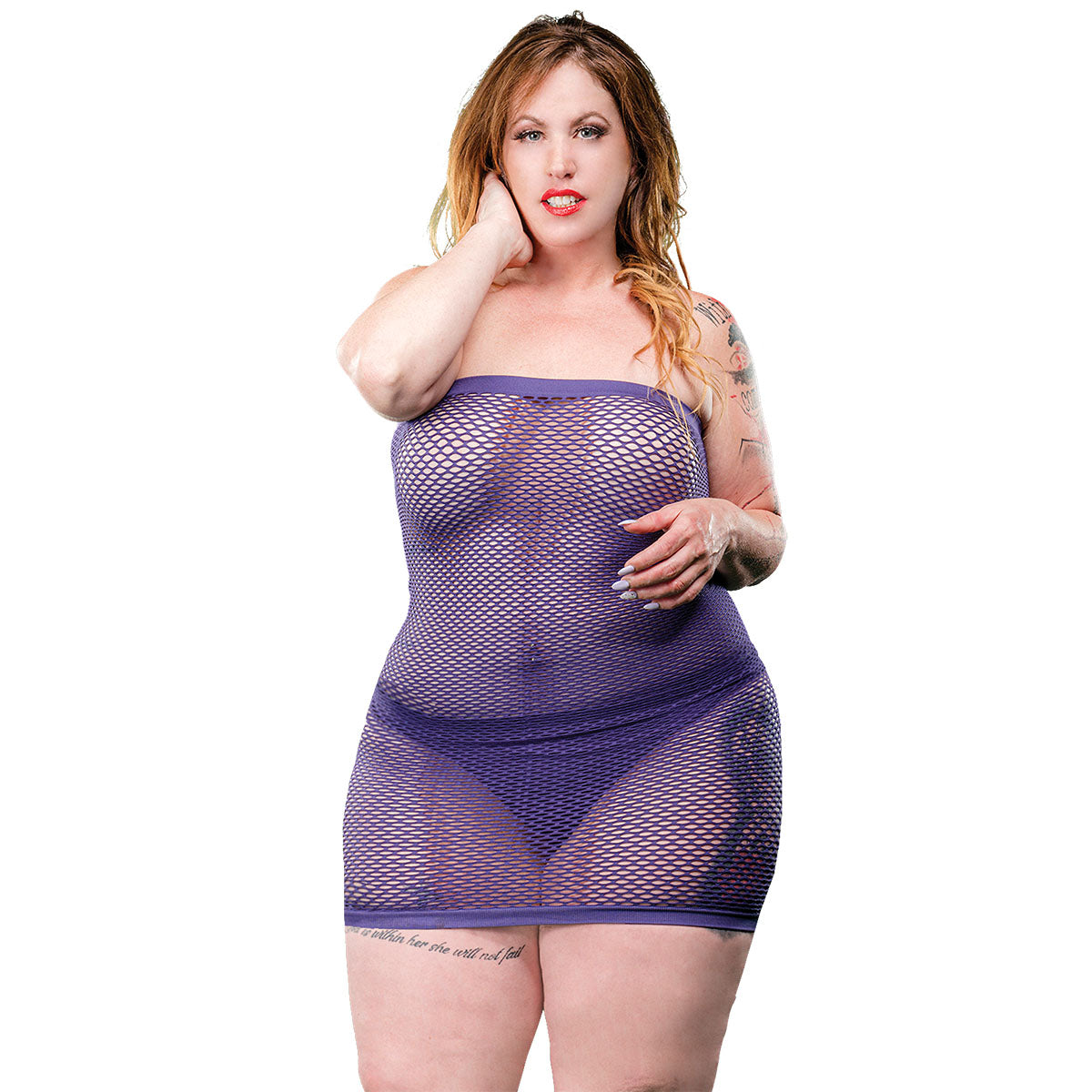 All Over Mesh Tube Dress - Violet - 1x-4x by Beverly Hills Naughty Girl