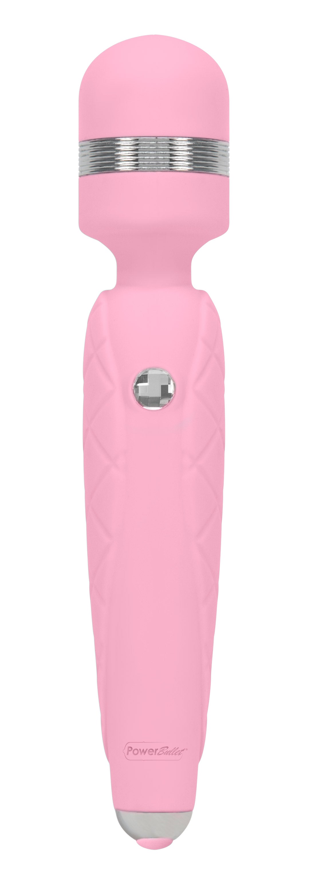 BMS Factory Pillow Talk Cheeky Wand Vibrator with Swarovski Crystal — Pink, 8 in - BMS2671-6