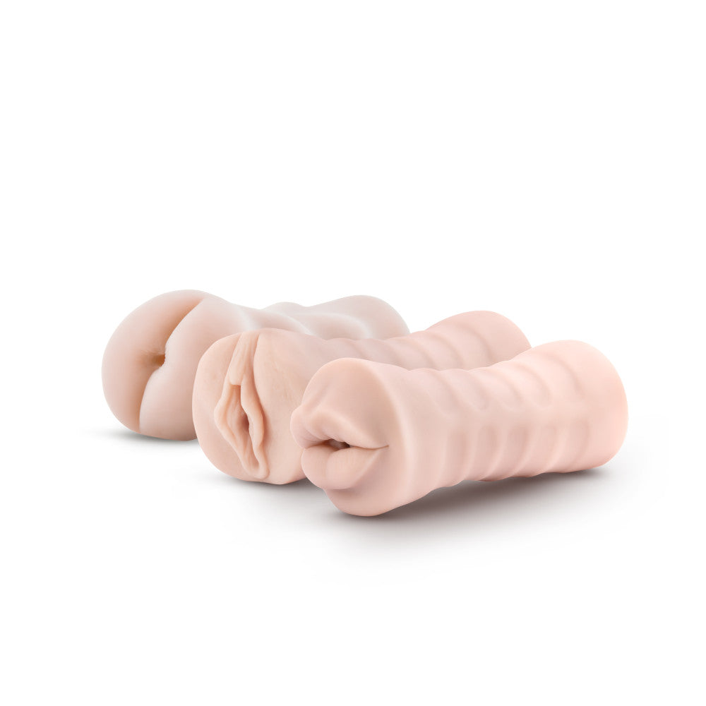 Blush M for Men 3-Pack Self-Lubricating Vibrating Stroker Kit — Vanilla - BL-84103
