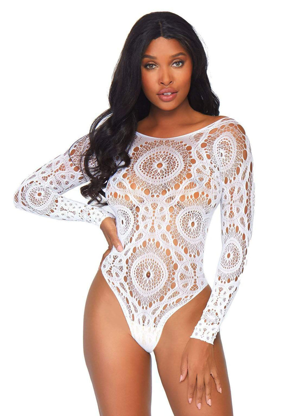 Thong Back Teddy - White - M/l by Leg Avenue