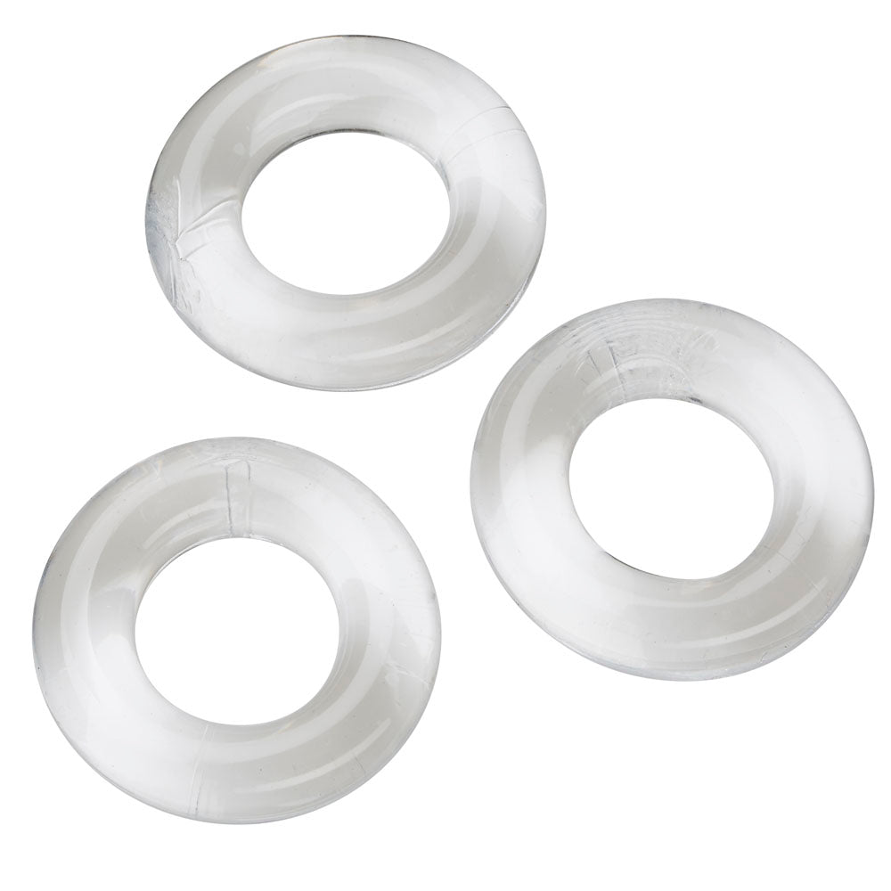 Cloud 9 Novelties Clear Super Stretch Cock Ring Combo, 3 Rings - WTC63842