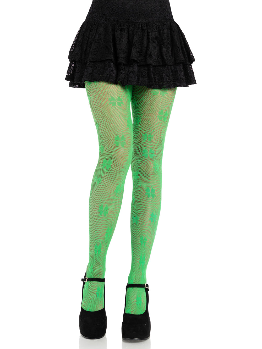 Leg Avenue Clover Net Tights — One Size, Green - LA-9920GROS